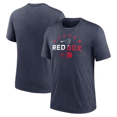 Men's Nike Heather Navy Boston Red Sox Rewind Review Slash Tri-Blend T-Shirt