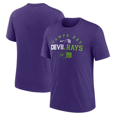 Men's Nike Heather Purple Tampa Bay Rays Rewind Review Slash Tri-Blend T-Shirt