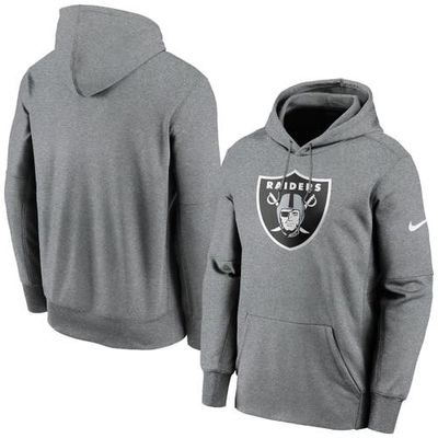 Men's Nike Heathered Charcoal Las Vegas Raiders Fan Gear Primary Logo Therma Performance Pullover Hoodie in Heather Charcoal
