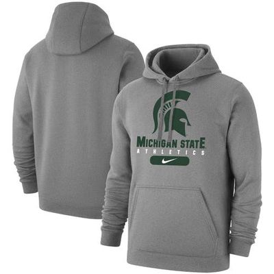 Men's Nike Heathered Gray Michigan State Spartans Big & Tall Club Stack Fleece Pullover Hoodie in Heather Gray
