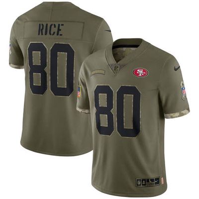 Men's Nike Jerry Rice Olive San Francisco 49ers 2022 Salute To Service Retired Player Limited Jersey