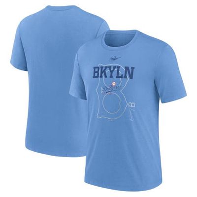 Men's Nike Light Blue Brooklyn Dodgers Cooperstown Collection Rewind Retro Tri-Blend T-Shirt