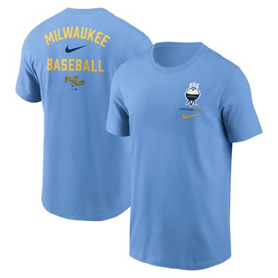 Men's Nike Light Blue Milwaukee Brewers City Connect 2-Hit T-Shirt