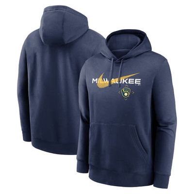 Men's Nike Navy Milwaukee Brewers Big & Tall Over Arch Pullover Hoodie