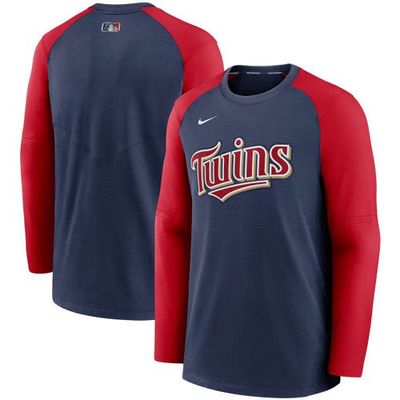 Men's Nike Navy/Red Minnesota Twins Authentic Collection Pregame Performance Raglan Pullover Sweatshirt