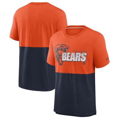 Men's Nike Orange/Navy Chicago Bears Fan Gear Colorblock Tri-Blend T-Shirt