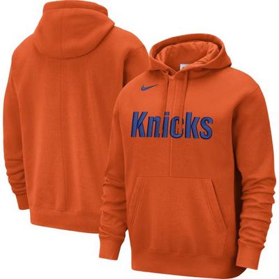 Men's Nike Orange New York Knicks Courtside Versus Stitch Split Pullover Hoodie