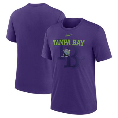 Men's Nike Purple Tampa Bay Rays Rewind Retro Tri-Blend T-Shirt