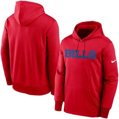 Men's Nike Red Buffalo Bills Fan Gear Wordmark Performance Pullover Hoodie