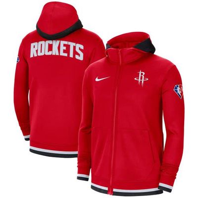 Men's Nike Red Houston Rockets 75th Anniversary Performance Showtime Full-Zip Hoodie Jacket