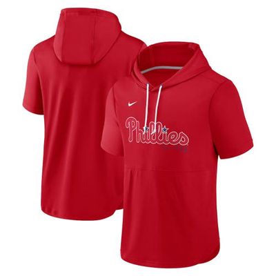 Men's Nike Red Philadelphia Phillies Springer Short Sleeve Team Pullover Hoodie
