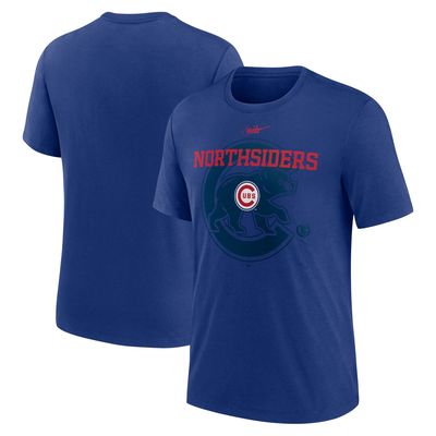 Men's Nike Royal Chicago Cubs Rewind Retro Tri-Blend T-Shirt