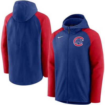 Men's Nike Royal/Red Chicago Cubs Authentic Collection Performance Raglan Full-Zip Hoodie