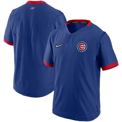 Men's Nike Royal/Red Chicago Cubs Authentic Collection Short Sleeve Hot Pullover Jacket