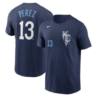 Men's Nike Salvador Perez Navy Kansas City Royals City Connect Name & Number T-Shirt
