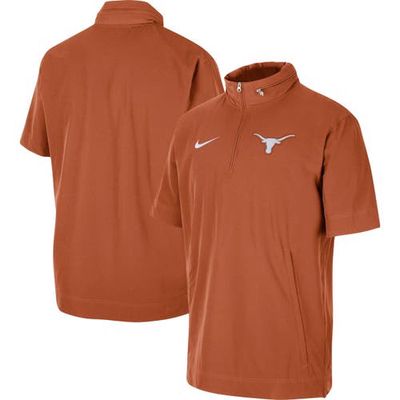 Men's Nike Texas Orange Texas Longhorns Coaches Half-Zip Short Sleeve Jacket in Burnt Orange