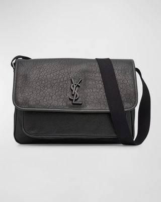 Men's Niki YSL Messenger Bag in Grained Leather