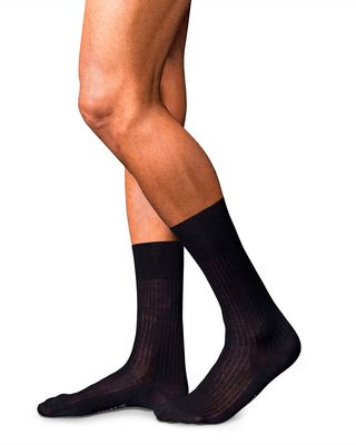 Men's No.7 Rib-Knit Merino Mid-Calf Dress Socks