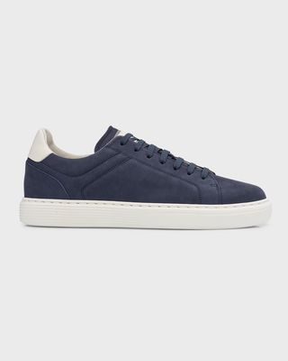 Men's Nubuck Calfskin Low-Top Sneakers