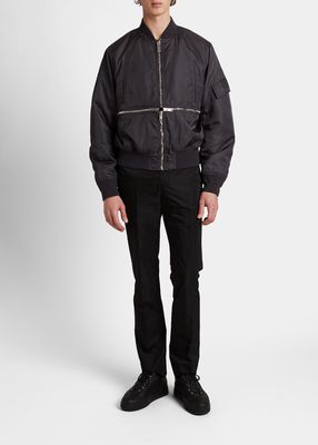 Men's Nylon 4-Cross Zip Bomber Jacket