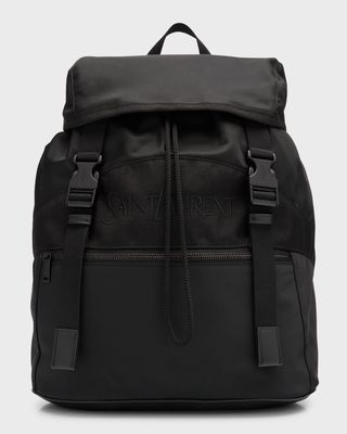 Men's Nylon and Leather Backpack