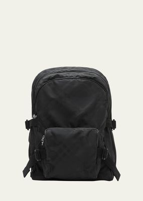 Men's Nylon Jacquard Check Backpack