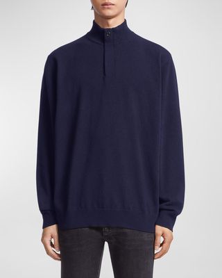 Men's Oasi Cashmere Zip Mock Neck Sweater