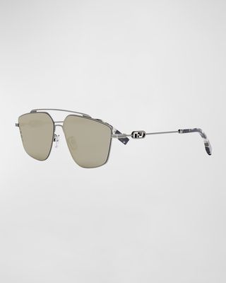Men's O'Clock Metal Double-Bridge Aviator Sunglasses