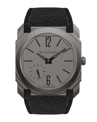 Men's Octo Finissimo Automatic Leather Watch, Black