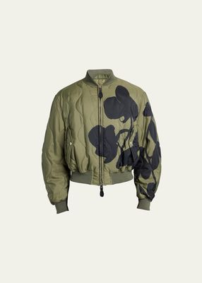 Men's Onion Quilted Orchid-Print Bomber Jacket