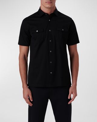 Men's OoohCotton Short-Sleeve Shirt with Chest Pockets