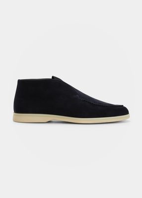 Men's Open Walk Shearling-Lined Suede Ankle Boots