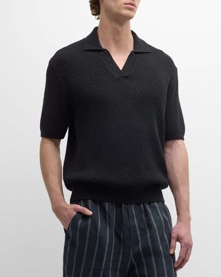Men's Open Weave Polo Sweater