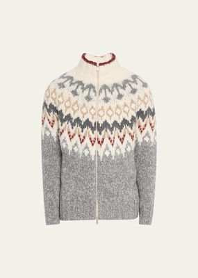 Men's Opera Cashmere Knit Full-Zip Sweater