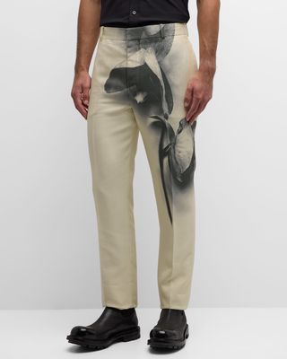Men's Orchid-Print Tuxedo Pants