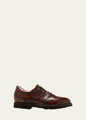 Men's Oreste Burnished Leather Low-Top Sneakers