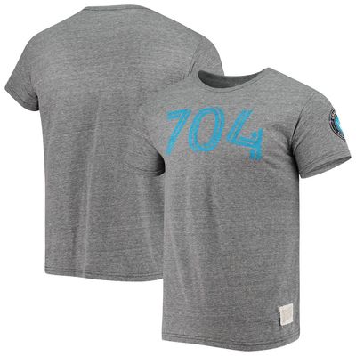 Men's Original Retro Brand Heathered Gray Charlotte FC Area Code Tri-Blend T-Shirt in Heather Gray