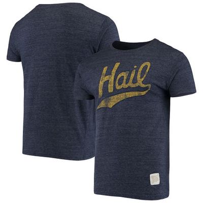 Men's Original Retro Brand Heathered Navy Michigan Wolverines Vintage Hail Tri-Blend T-Shirt in Heather Navy