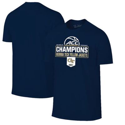Men's Original Retro Brand Navy Georgia Tech Yellow Jackets 2021 ACC Men's Basketball Conference Tournament Champions Locker Room T-Shirt at