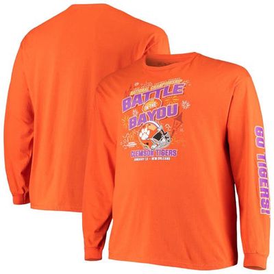 Men's Original Retro Brand Orange Clemson Tigers 2020 College Football Playoff National Championship Battle in the Bayou Long Sleeve T-Shirt at