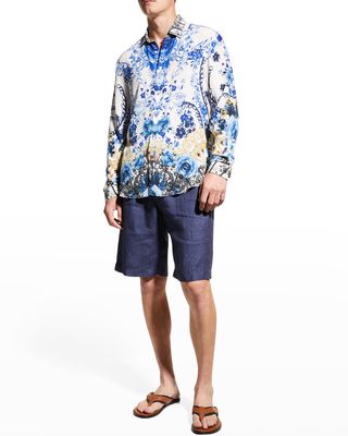Men's Ornate Floral Silk Sport Shirt