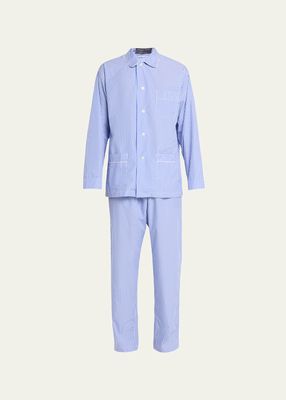 Men's Oscar Cotton Stripe Long Pajama Set