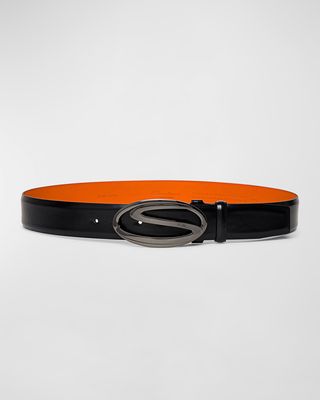 Men's Oval S-Logo Cuttable Leather Belt
