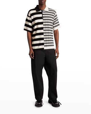 Men's Oversized Mixed-Stripe Polo Shirt