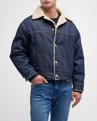 Men's Oversized Shearling Denim Jacket