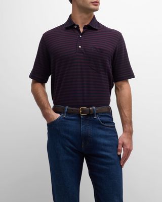 Men's Oxford Pique Striped Polo Shirt