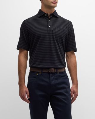 Men's Oxford Striped Pique Polo Shirt