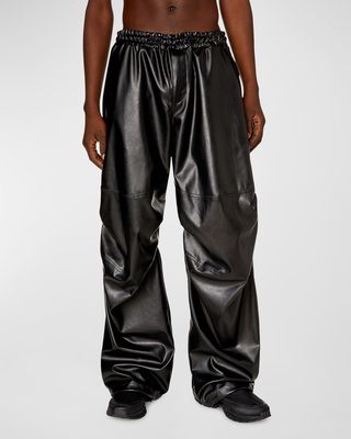 Men's P Marty Lth Faux-Leather Combat Pants