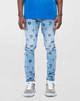 Men's P001 Outlined Monogram Skinny Jeans