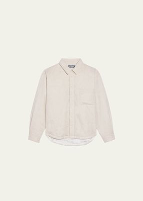 Men's Padded Cotton-Linen Shirt Jacket